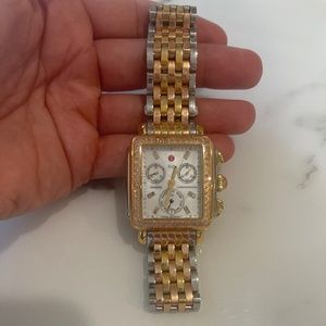 Michele Tri Tone Watch 18mm Diamond Dial